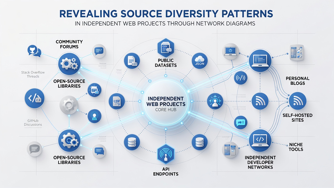 Detailed network graph illustrating traffic source clusters and diversity metrics for standalone websites